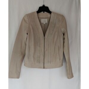 HINGE Designed In Seattle Leather Jacket WomensXS Zip Front Braided Leather Trim